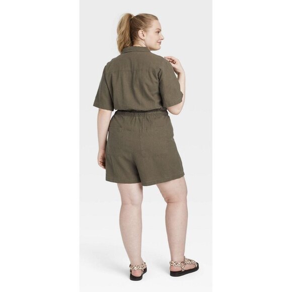 Universal Thread Women’s Plus Short-Sleeve Boilersuit Green 1X - Picture 4 of 5